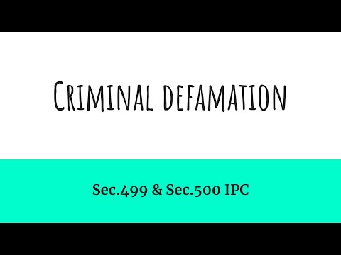 Criminal defamation Indian Penal Code