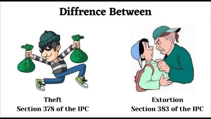 Difference between theft and extortion Indian Penal Code