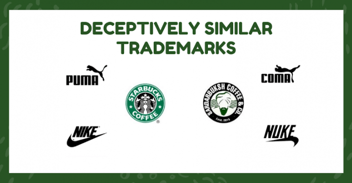 Deceptive similarity of trademarks.