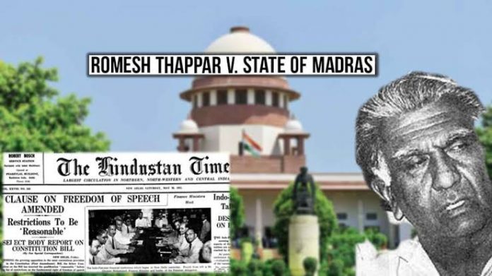 Romesh Thappar vs. State of Madras (1950)